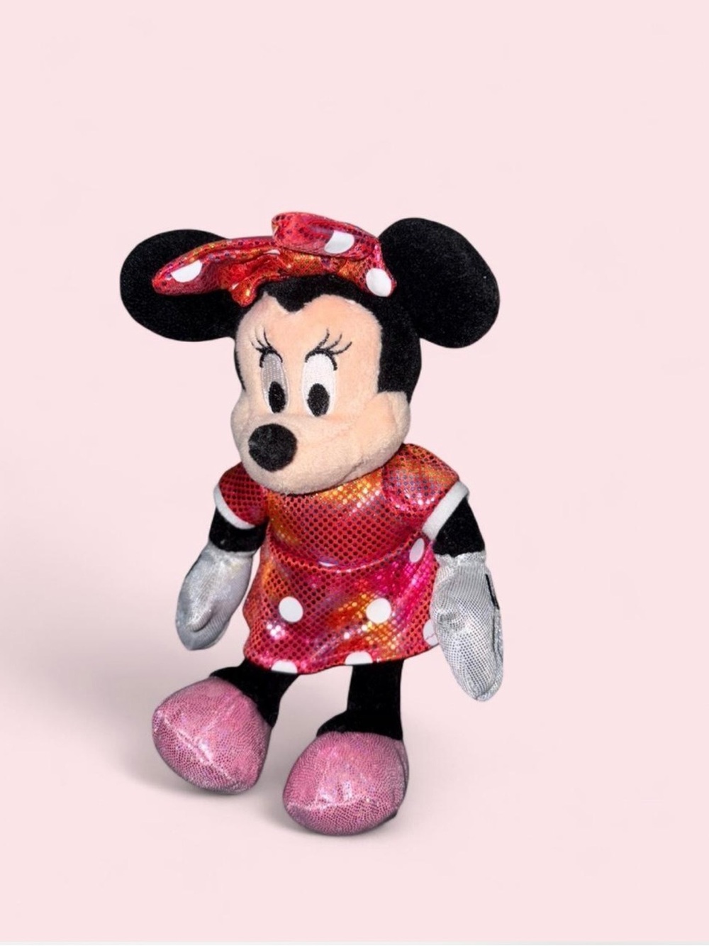 Disney Minnie Mouse Pink and Silver Sequin Plush